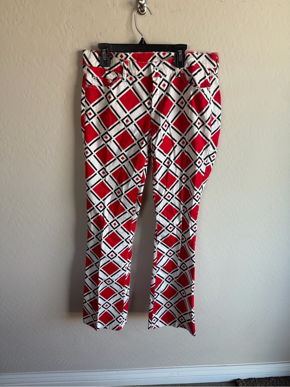 Vtg Loudmouth Womens Flare Geometrical Pants 6 Edgy Wearable Art 90s Y2K Rare